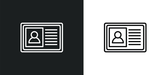 identification pass line icon in white and black colors. identification pass flat vector icon from identification pass collection for web, mobile apps and ui.