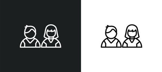 Fototapeta premium students line icon in white and black colors. students flat vector icon from students collection for web, mobile apps and ui.