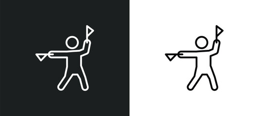 flag semaphore language line icon in white and black colors. flag semaphore language flat vector icon from flag semaphore language collection for web, mobile apps and ui.