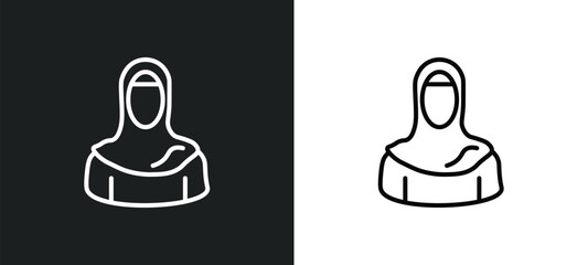 arab woman line icon in white and black colors. arab woman flat vector icon from arab woman collection for web, mobile apps and ui.