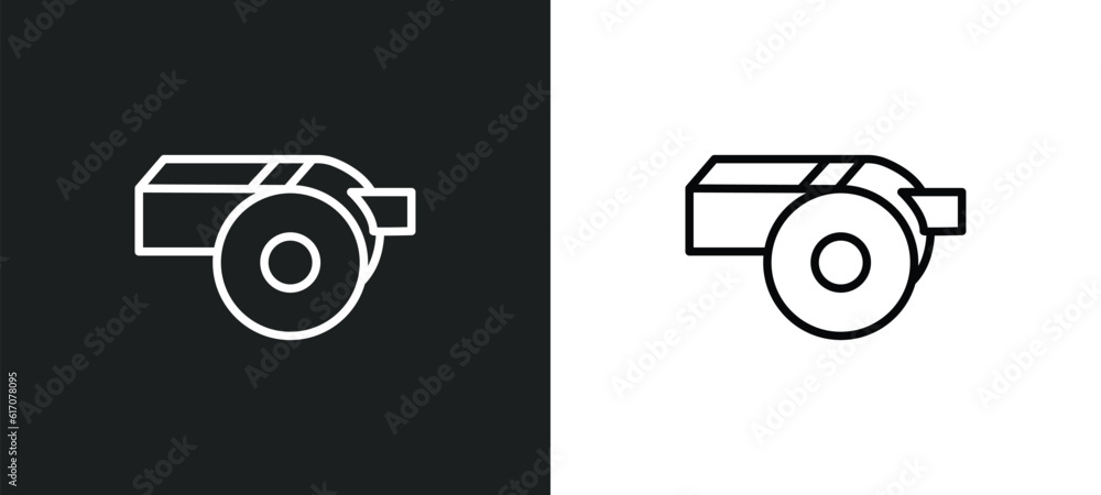 Poster wistle line icon in white and black colors. wistle flat vector icon from wistle collection for web, 