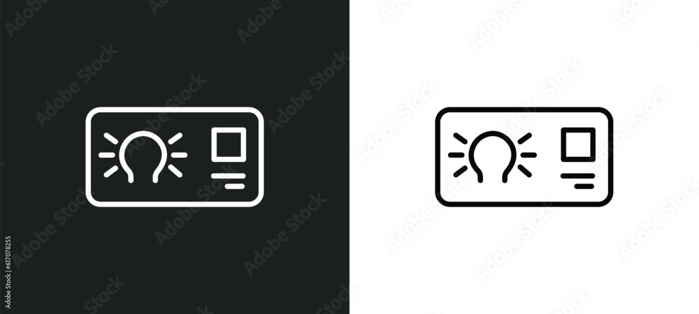 Poster idea business card line icon in white and black colors. idea business card flat vector icon from ide