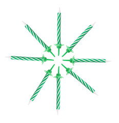 eight birthday green candles in a circle