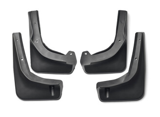 Top view of four new black car mudguard set