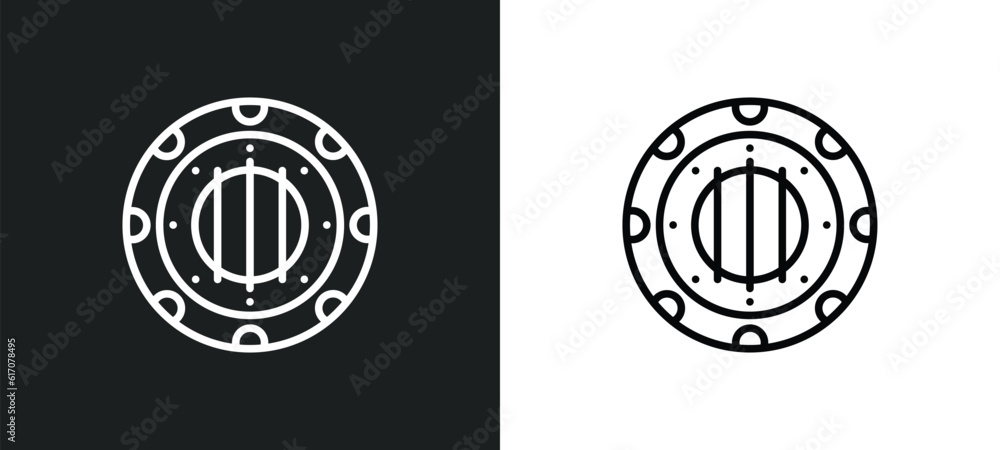 Poster submarine window line icon in white and black colors. submarine window flat vector icon from submari