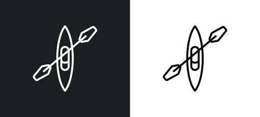 one kayak line icon in white and black colors. one kayak flat vector icon from one kayak collection for web, mobile apps and ui.