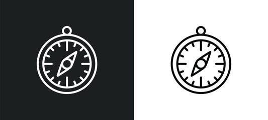 compass inc line icon in white and black colors. compass inc flat vector icon from compass inc collection for web, mobile apps and ui.