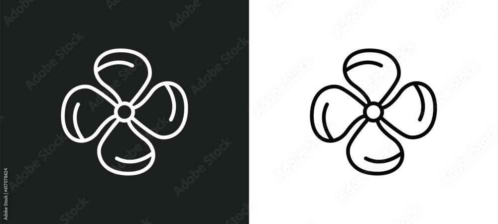 Poster propeller line icon in white and black colors. propeller flat vector icon from propeller collection 