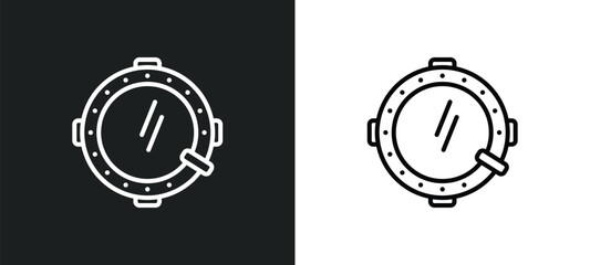 porthole line icon in white and black colors. porthole flat vector icon from porthole collection for web, mobile apps and ui.