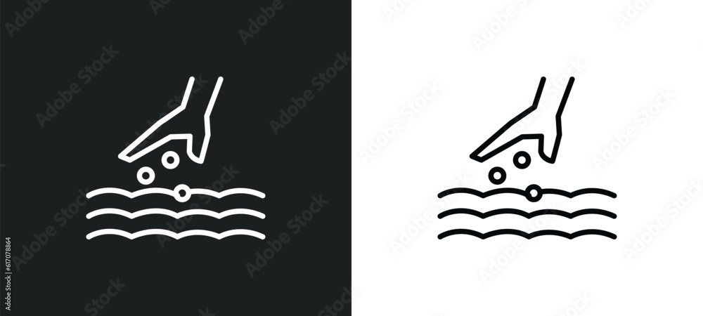Poster sow line icon in white and black colors. sow flat vector icon from sow collection for web, mobile ap