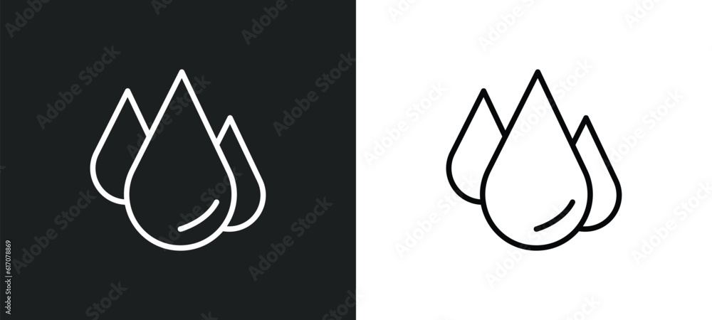 Poster raindrop line icon in white and black colors. raindrop flat vector icon from raindrop collection for