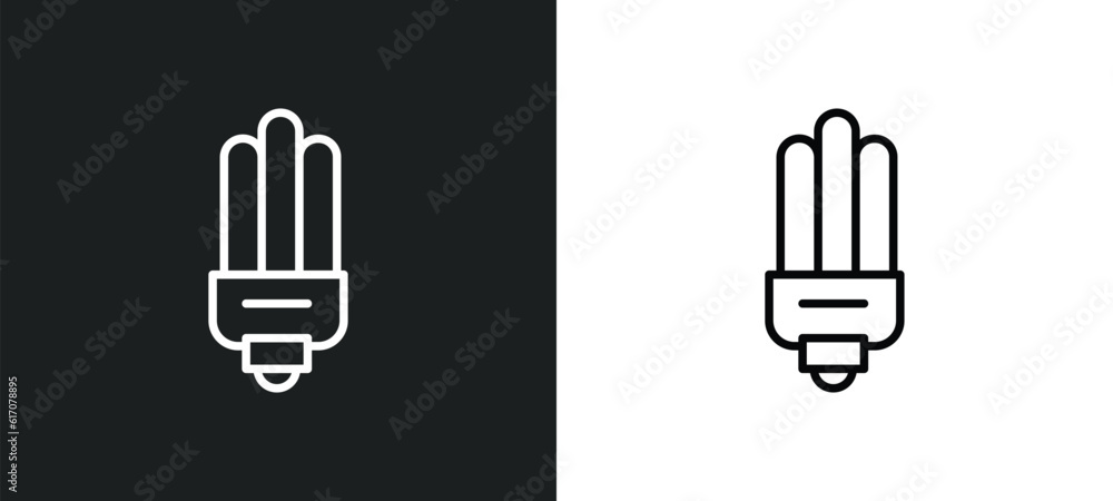 Poster led bulb line icon in white and black colors. led bulb flat vector icon from led bulb collection for