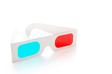 3D glasses on white background, Red and Cyan Glasses