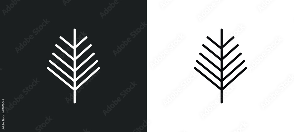 Poster yew leaf line icon in white and black colors. yew leaf flat vector icon from yew leaf collection for