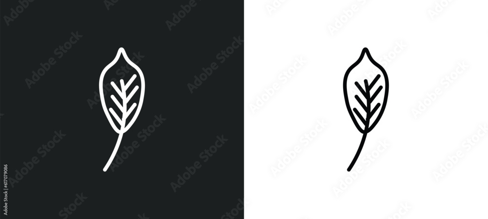 Poster lemon leaf line icon in white and black colors. lemon leaf flat vector icon from lemon leaf collecti