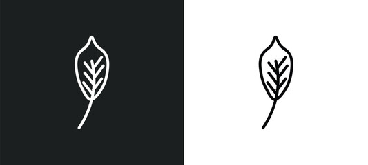 lemon leaf line icon in white and black colors. lemon leaf flat vector icon from lemon leaf collection for web, mobile apps and ui.