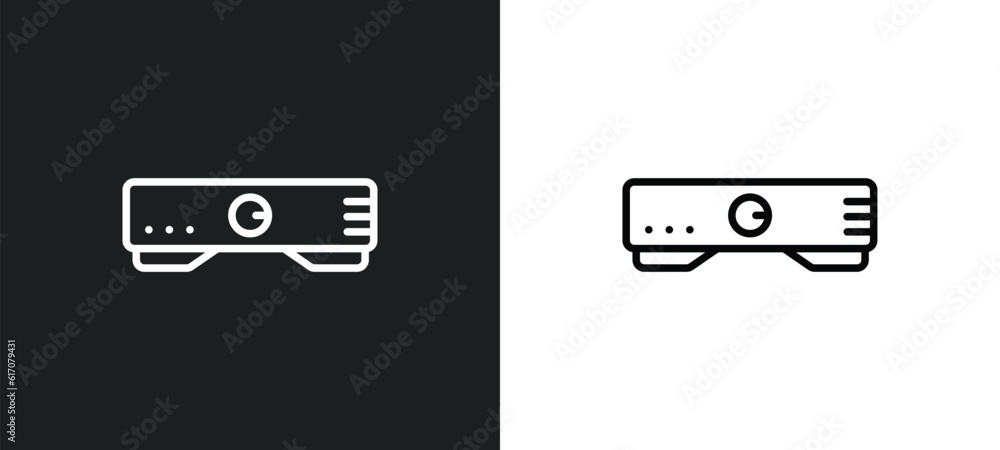 Poster amplifier line icon in white and black colors. amplifier flat vector icon from amplifier collection 