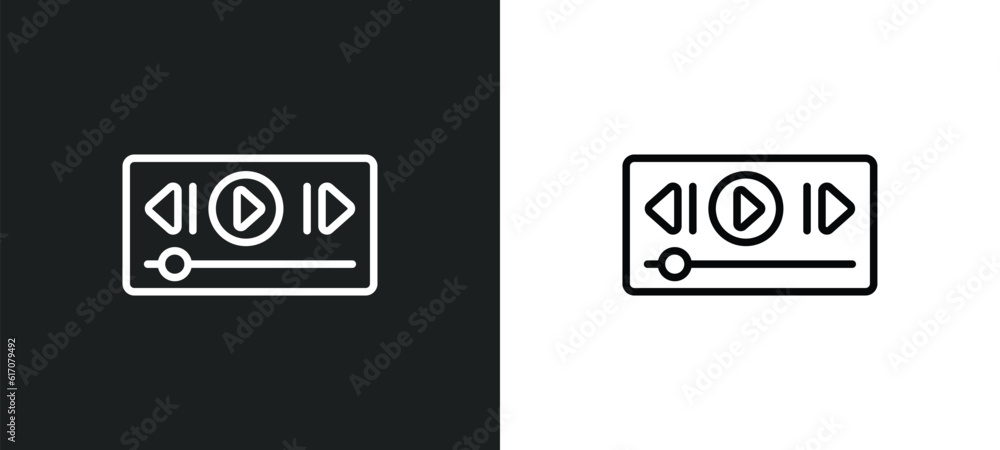Poster music player tings line icon in white and black colors. music player tings flat vector icon from mus