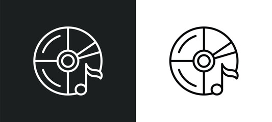 cd line icon in white and black colors. cd flat vector icon from cd collection for web, mobile apps and ui.