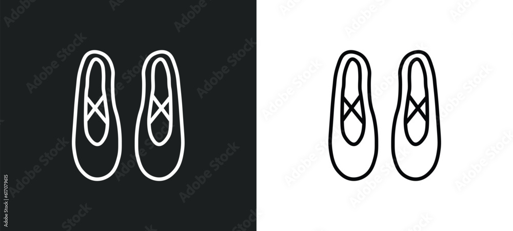 Poster ballet line icon in white and black colors. ballet flat vector icon from ballet collection for web, 
