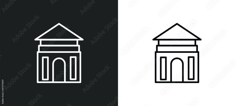 Aufkleber antic architecture line icon in white and black colors. antic architecture flat vector icon from ant