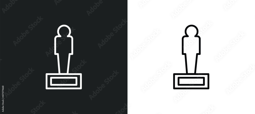 Poster statue line icon in white and black colors. statue flat vector icon from statue collection for web, 