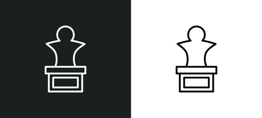 bust line icon in white and black colors. bust flat vector icon from bust collection for web, mobile apps and ui.