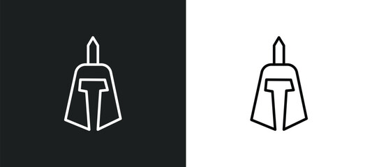 roman or greek helmet line icon in white and black colors. roman or greek helmet flat vector icon from roman or greek helmet collection for web, mobile apps and ui.