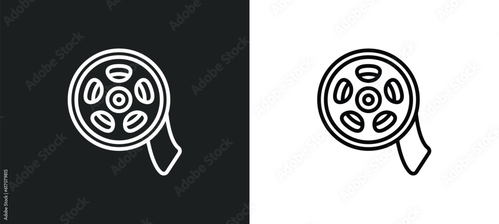 Poster rolls line icon in white and black colors. rolls flat vector icon from rolls collection for web, mob