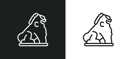 imperial guardian lion line icon in white and black colors. imperial guardian lion flat vector icon from imperial guardian lion collection for web, mobile apps and ui.