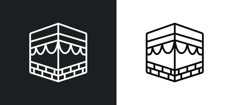 kaaba building line icon in white and black colors. kaaba building flat vector icon from kaaba building collection for web, mobile apps and ui.