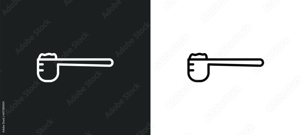 Poster measuring spoon line icon in white and black colors. measuring spoon flat vector icon from measuring