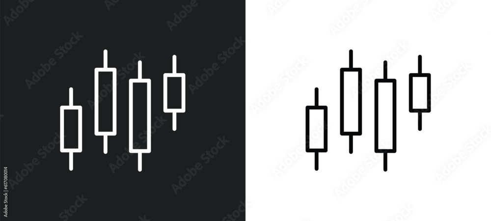 Poster candlesticks line icon in white and black colors. candlesticks flat vector icon from candlesticks co