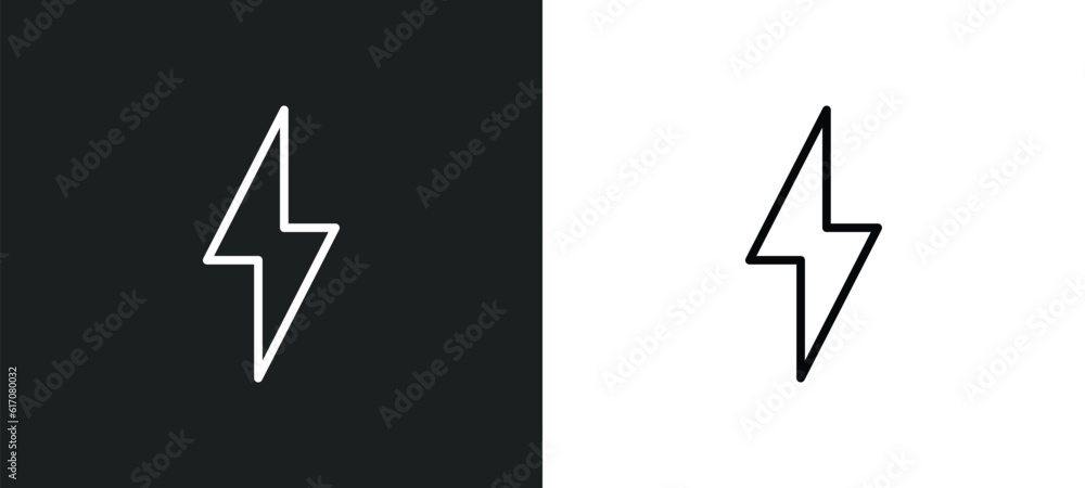 Poster thunder line icon in white and black colors. thunder flat vector icon from thunder collection for we