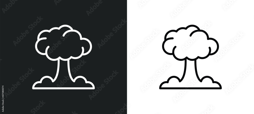 Poster bomb explosion line icon in white and black colors. bomb explosion flat vector icon from bomb explos