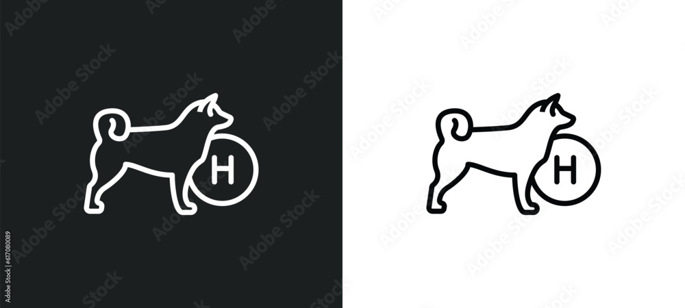 Poster canine line icon in white and black colors. canine flat vector icon from canine collection for web, 