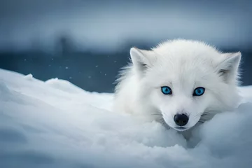 Deurstickers Poolvos arctic fox in the snow