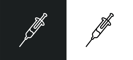syringe with medicine line icon in white and black colors. syringe with medicine flat vector icon from syringe with medicine collection for web, mobile apps and ui.