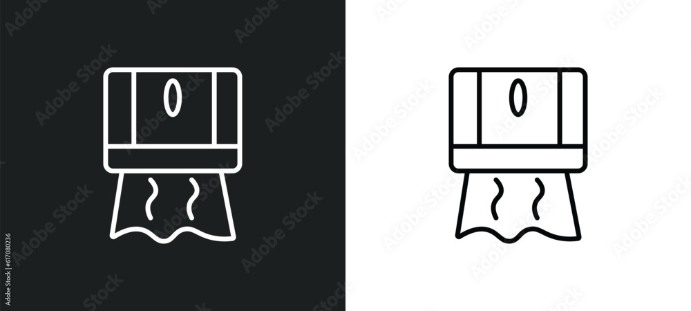 Poster tissue paper line icon in white and black colors. tissue paper flat vector icon from tissue paper co