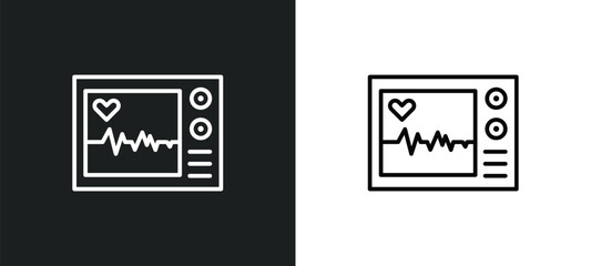 ecg line icon in white and black colors. ecg flat vector icon from ecg collection for web, mobile apps and ui.