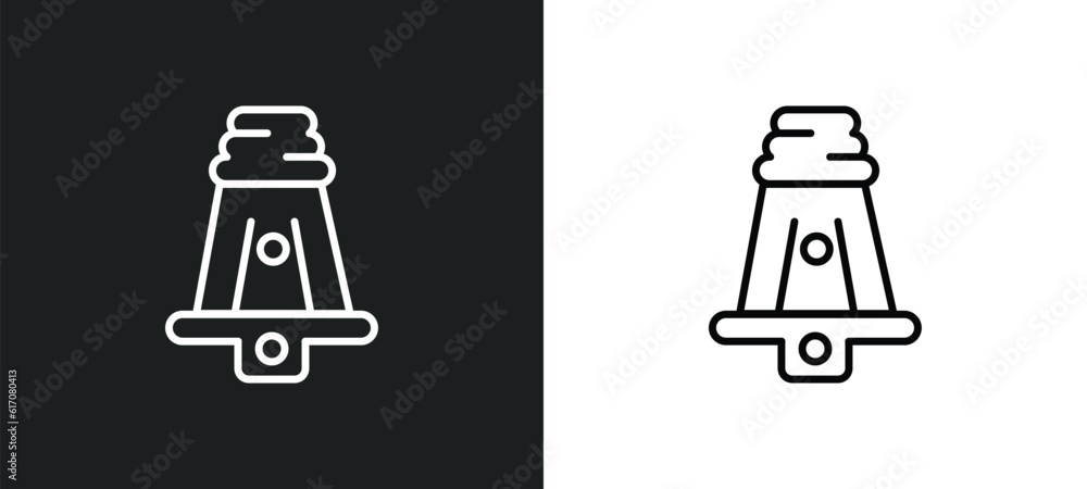 Poster hine connector plug line icon in white and black colors. hine connector plug flat vector icon from h