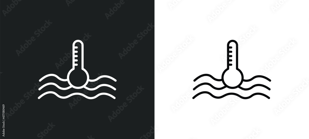 Poster car temperature line icon in white and black colors. car temperature flat vector icon from car tempe