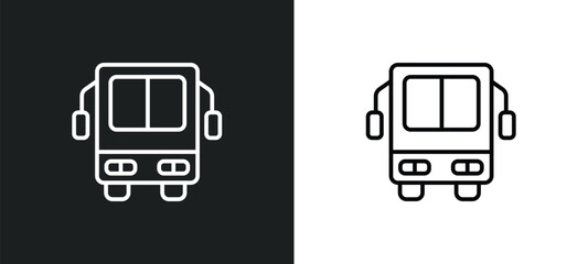 Fototapeta na wymiar bus front view line icon in white and black colors. bus front view flat vector icon from bus front view collection for web, mobile apps and ui.