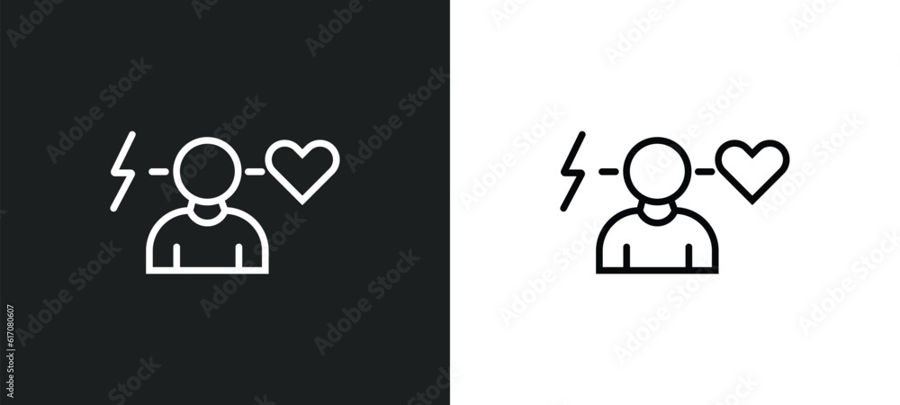 Poster behavior line icon in white and black colors. behavior flat vector icon from behavior collection for