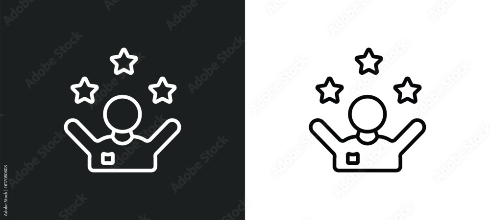 Aufkleber motivation line icon in white and black colors. motivation flat vector icon from motivation collecti