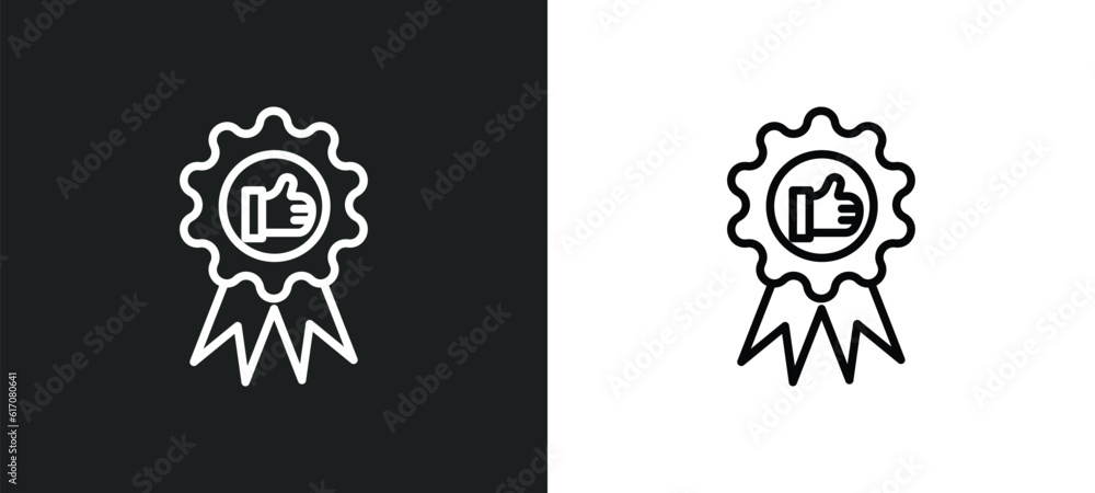 Poster recommendation line icon in white and black colors. recommendation flat vector icon from recommendat