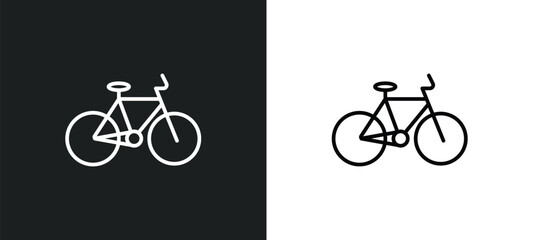 bicycle line icon in white and black colors. bicycle flat vector icon from bicycle collection for web, mobile apps and ui.