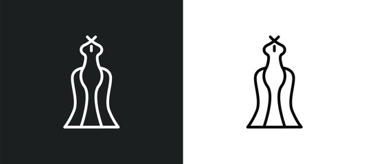 luxury dress line icon in white and black colors. luxury dress flat vector icon from luxury dress collection for web, mobile apps and ui.
