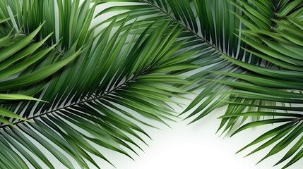 Obraz premium A detailed close-up of a vibrant green palm leaf