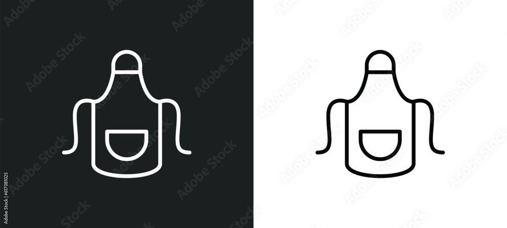 Poster apron line icon in white and black colors. apron flat vector icon from apron collection for web, mob
